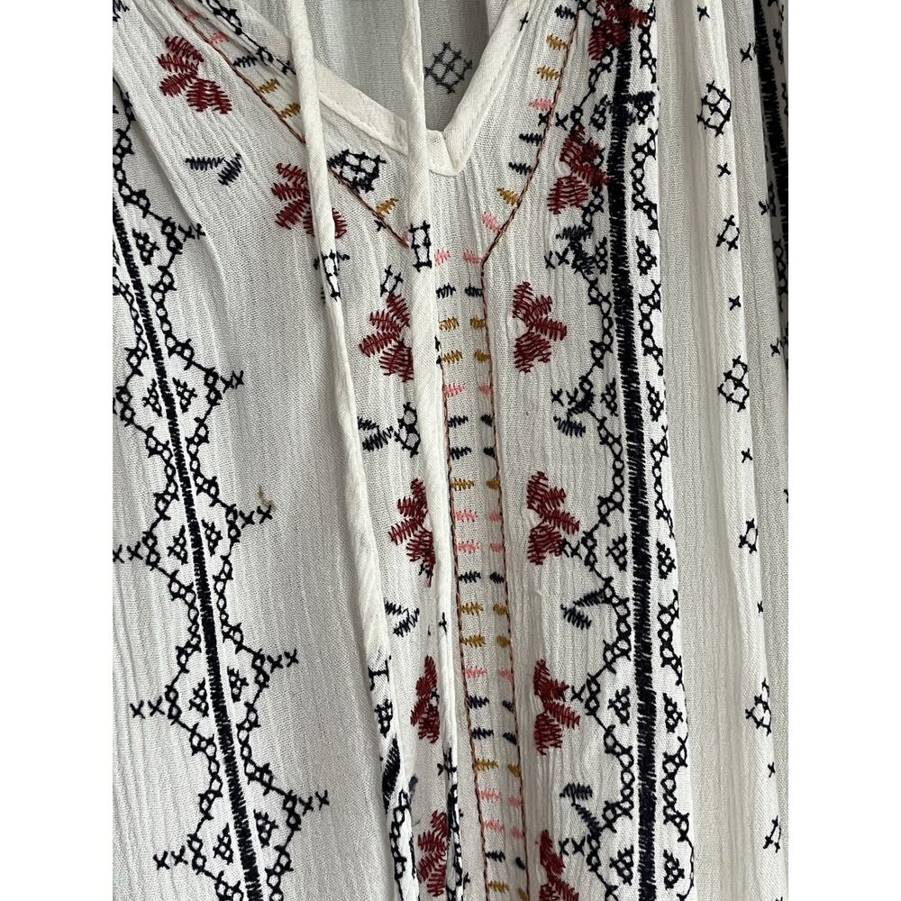 Knox Rose Peasant Top Women's Sz L White Embroidery Tassel Boho Cottage Country - Picture 3 of 10